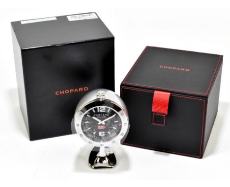 CHOPARD; a contemporary 'Classic Racing' car inspired table clock with circular dial inscribed '1000 Miglia', height 14cm, in