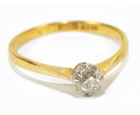 An 18ct gold diamond solitaire ring, size P, weight approx. 2g.