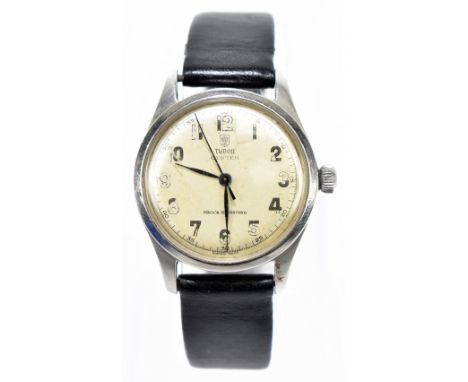 TUDOR; a gentleman's stainless steel Oyster shock resistant manual wind wristwatch, the circular dial set with Arabic and Rom