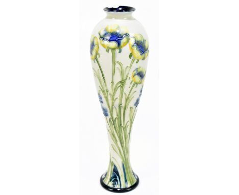 WILLIAM MOORCROFT; a Florian Ware vase in the meiping shape, decorated in the 'Yellow Poppy' pattern, height 23.5cm.Additiona