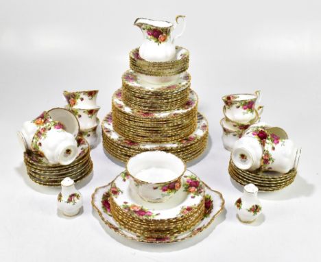 ROYAL ALBERT; an 'Old Country Roses' part dinner service, comprising seven dinner plates, twelve dessert plates, twelve side 