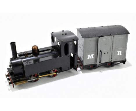 MAMOD; a live steam tank engine and carriage, overall length 37cm.