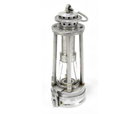 E.THOMAS AND WILLIAMS OF ABERDARE; an aluminium miners safety lamp inscribed 'Ashworth, Hepplewhite and Gray', height 23cm.