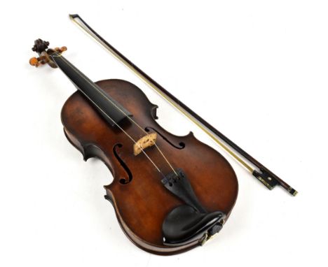 An interesting full-size large violin/small viola, probably German, with two-piece back, length 36.8cm, unlabelled but appare
