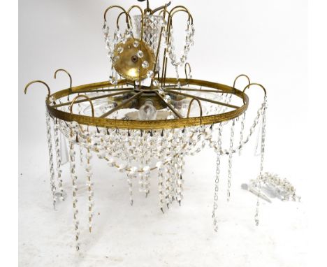 A contemporary brass and cut glass ceiling light, diameter approx 48cm.