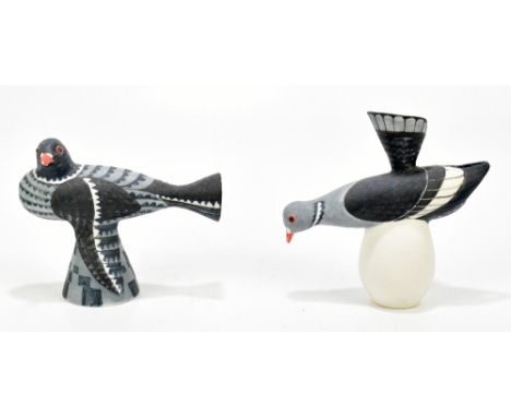 NORMAN MAKINSON (1921-2010); two Studio Pottery sculptures of pigeons, height of largest 15cm, and are featured on page 21 of