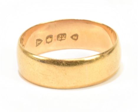 A 22ct yellow gold wedding band, size M/N (slightly misshapen) approx 4.9g.Additional InformationIt is more oval than round, 