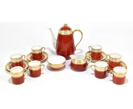 SPODE; an 'Oaklea' pattern nineteen piece coffee service, printed and gilt marksAdditional InformationSome very light rubbing