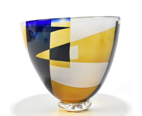 ANTHONY WASSELL; a contemporary glass bowl with Art Deco style&nbsp;coloured detailing, height 17cmAdditional InformationThe 