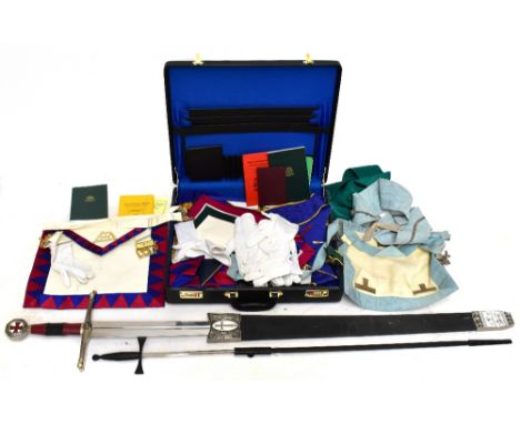 A collection of Masonic regalia, to include a selection of gilt metal and enamel jewels including an East Lancashire Masonic 