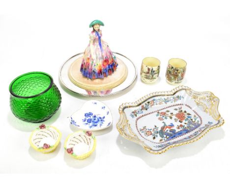 ROYAL DOULTON; a figure 'Easter Day' HN2039, height 19cm, with a Spode imari dessert plate, a pair of Japanese cups and five 
