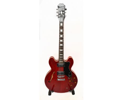 EPIPHONE; a model Dot Super CH hollow body electric guitar in cherry red, serial no.EE070601789, in hard case.Additional Info