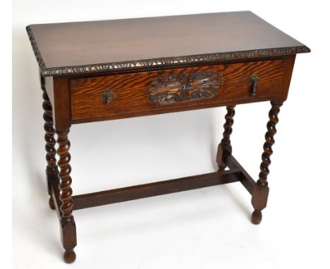 A 1930s oak side table with single drawer, height 74cm, width 83cm, depth 39.5cm.Additional InformationGeneral light wear to 