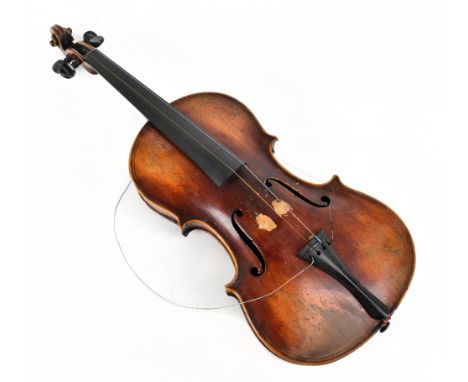 A full-size German violin with two-piece back, length 36.2cm, with spurious label to interior 'Caspar da Salo in Brescia', an