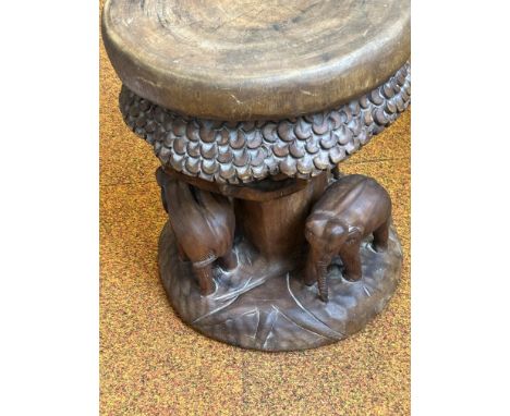 Early 20th century heavy carved african stool 