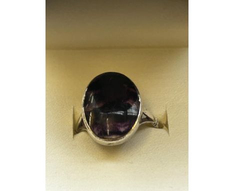 Silver blue john mine stone ring 