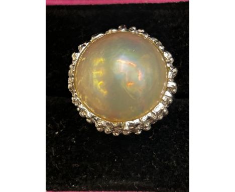 Ring set with cultured blister pearl - mabe pearl with coa 