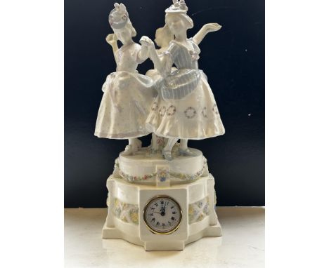 Dancing ladies ceramic mantle clock 