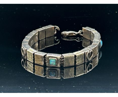 Boxed silver & opal bracelet 