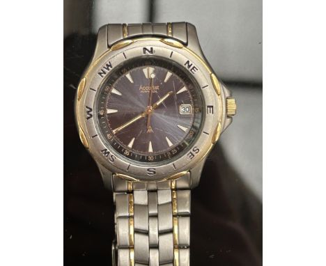 Accurist titanium MB603 perpetual solar powered watch with compass bezel & date 
