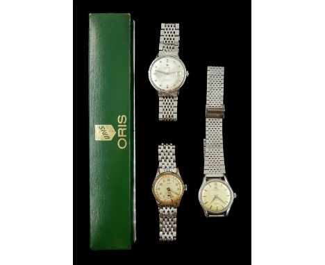 Oris gentleman's manual wind wristwatch, silvered dial with subsidiary seconds dial, Bucherer automatic 21 jewels and a Sando
