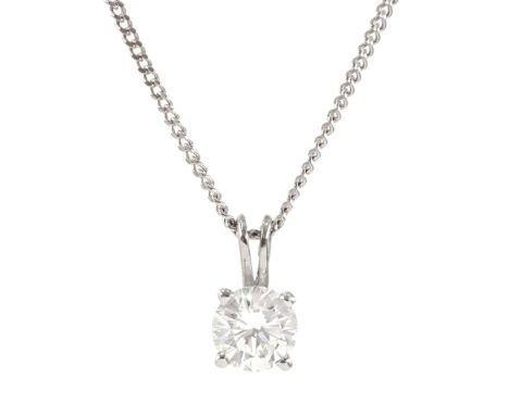 18ct white gold single stone round brilliant cut diamond pendant necklace, diamond approx 0.70 caratCondition Report:Approx 3
