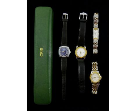 Tissot Seastar and Tissot PR 100 ladies quartz wristwatches, Maurice Lacroix stainless steel quartz wristwatch and a Oris man
