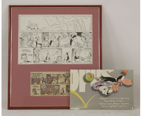 BREATHED, Berkeley:1.  Signed Original Comic Strip Art for Bloom County Sunday. Dated 1989, Washington Post Writers Group, (5