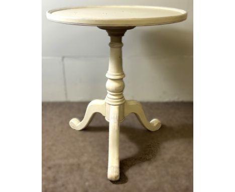 A Georgian style white painted occasional table with dished top on tripod base, 75 x 67 cm.