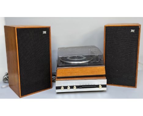 A Garrad record player with Wharfedale Linton amplifier and speakers, (4).&nbsp;