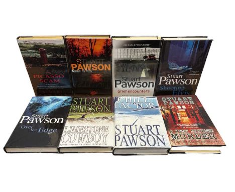 STUART PAWSON FIRSTS: 8 Titles: THE PICASSO SCAM; SOME BY FIRE; GRIEF ENCOUNTERS; OVER THE EDGE; LIMESTONE COWBOY; CHILL FACT
