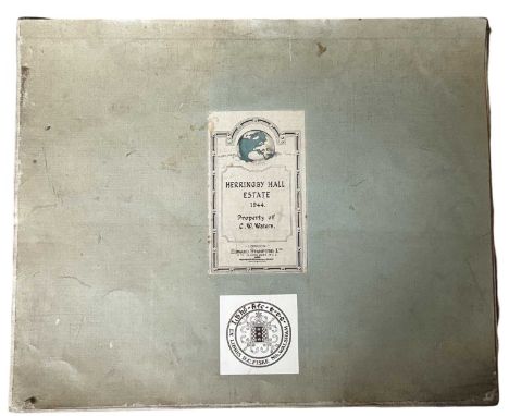 A large Ordnance Survey map of the estate of Herringby Hall, 1944, Property of C W Waters. 24 sections backed onto folded lin