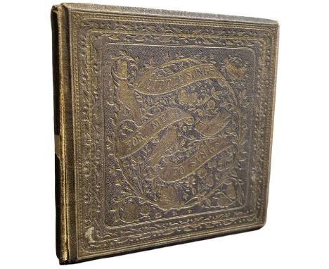 Little Songs for me to Sing. 1865 First Edition. Square binding. Faded gilt stamped plum cloth, 7 monochrome plates, half tit