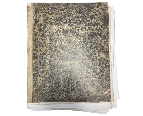 NELSON INTEREST: A disbound scrap-book containing Nelson portraits, plates, newspaper articles, transcripts of letter to Lady