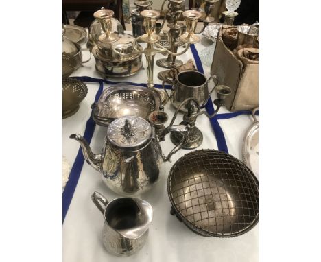 A quantity of silver plate to inc candelabra, Victorian tea service etc
