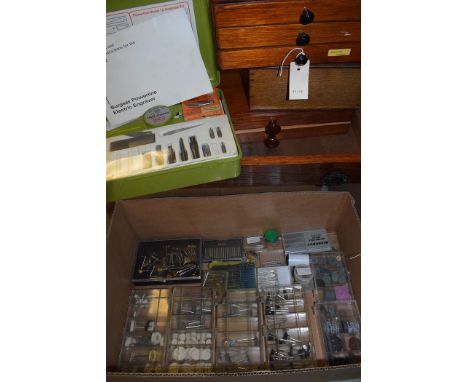 A Burgess Powerline electric engraver model 72 in case with  instruction manual; and rotary bit sets.