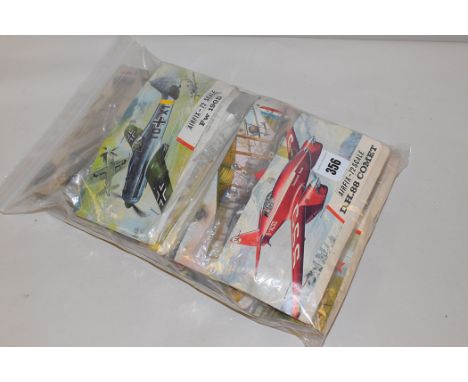 Airfix model constructor kits, 1:72 scale red stripe bags, to include: Junkers JU87B; MIG-15; D.H.88 Comet; Henschell HS123 (