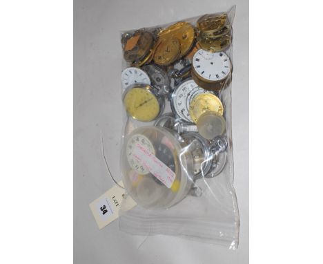 Jaeger-Le-Coultre 1940's pocket watch movements; together with other assorted pocket watch parts and movements, by Smiths, Bu