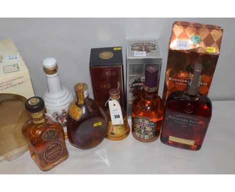 Bells Scotch Whiskey ceramic bell shaped whiskey commemorating Prince Charles and Diana in original box; bottle of Labrot & G