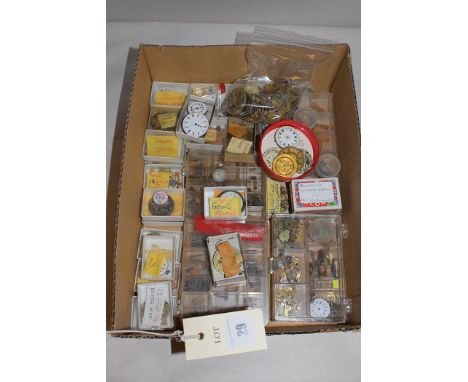 Swiss multi-bridge button wind cylinder pocket watch movements and associated spare parts (a large quantity).