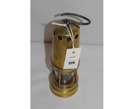 A Mills thimble top brass miner's lamp no. 2264.