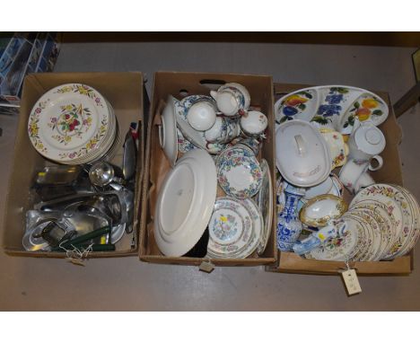 A quantity of Royal Cauldon 'Victoria' pattern tea and dinner ware; a quantity of 'Indian Tree' pattern china; a part ceramic