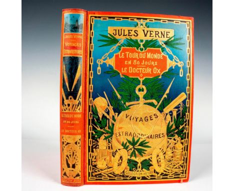 Exceptional volume from Hetzel Au Globe Dore French edition of the Voyages Extraordinaires by writer Jules Verne published be