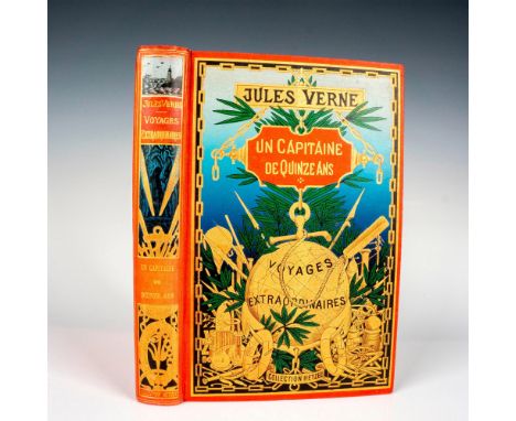 Handsome volume from Hetzel Au Globe Dore French edition of the Voyages Extraordinaires by writer Jules Verne. This type 4 ed