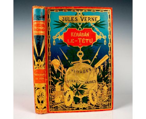 Handsome type 3 single volume from Hetzel's Au Globe Dore French edition of the Voyages Extraordinaires by writer Jules Verne