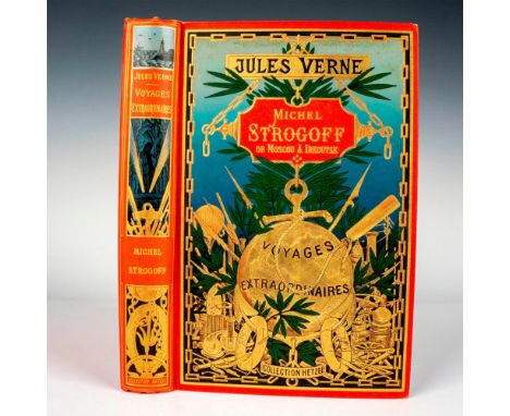 Exceptional volume from Hetzel Globe Dore French edition of the Voyages Extraordinaires by writer Jules Verne. It includes th