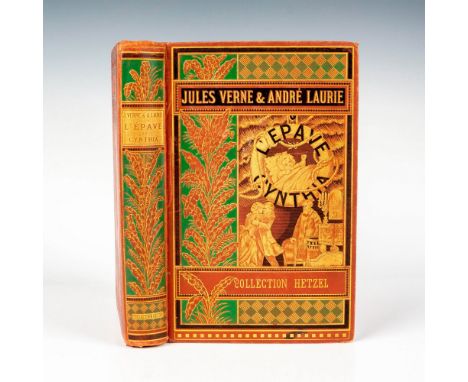 First edition a la fougere bicolore of the novel L'Epave du Cynthia by French writer Jules Verne (1814-1886) after a manuscri