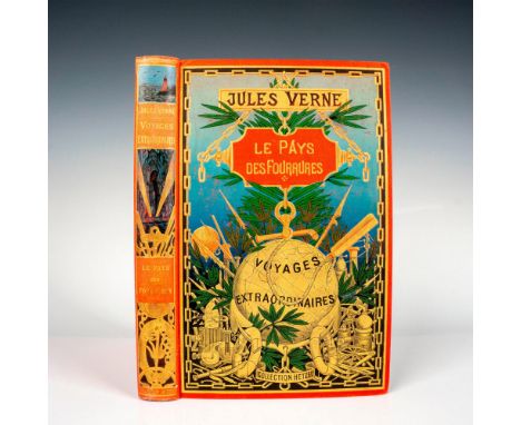 Exceptional volume from Hetzel Type 1 Au Globe Dore French edition of the Voyages Extraordinaires by writer Jules Verne. It i