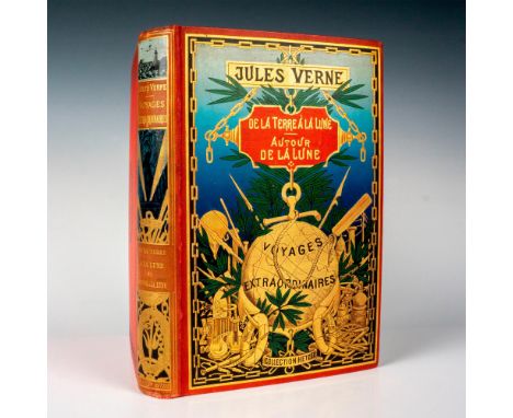 Beautiful type 4 double volume from Hetzel's Au Globe Dore French edition of the Voyages Extraordinaires by Jules Verne. It i