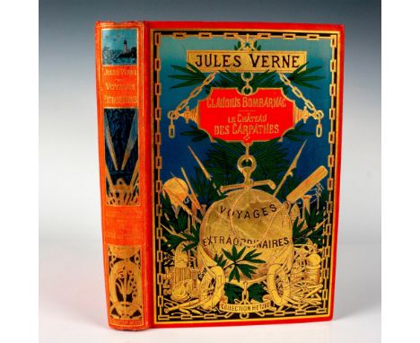 Beautiful double volume from Hetzel's Au Globe Dore French edition of the Voyages Extraordinaires by Jules Verne. It includes